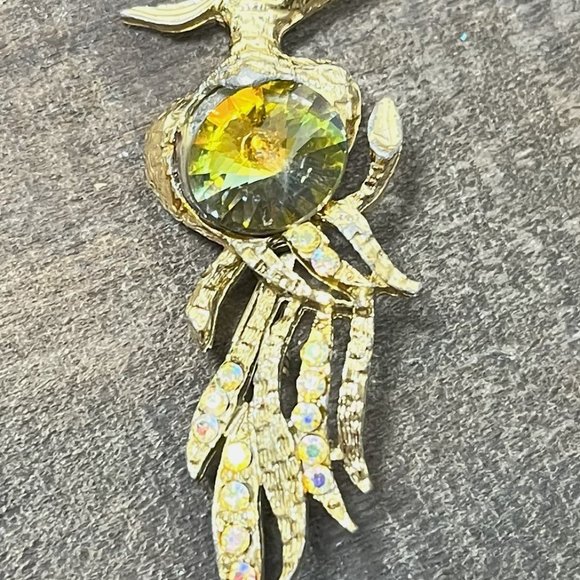Vintage Beautiful Gold Tone Peacock Brooch Pin Jewel Bird Brooch - Picture 3 of 9
